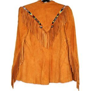 Vintage Char & Sher Designs Womens 10 Western Fringe Boho Leather Jacket K486